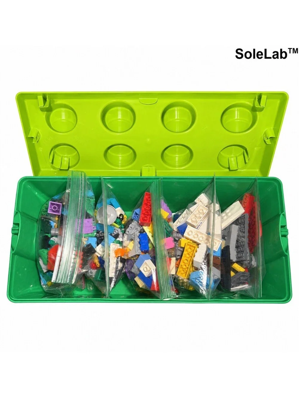 LEGO 8-Stud Green Storage Brick Box 2012 + 2.5 LB Genuine Bulk LEGO 2nd Lot